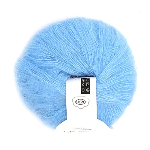 Angora Wolle Garn, Weiche Dünne Angora Mohair Garn Langes Angora Wollgarn zum Stricken von DIY Schalpullover Häkelfadengarn (Hellblau) von Tomotato