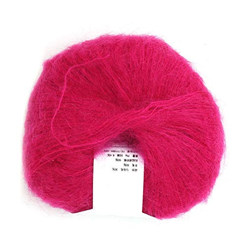 Angora Wolle Garn, Weiche Dünne Angora Mohair Garn Langes Angora Wollgarn zum Stricken von DIY Schalpullover Häkelfadengarn (Rosenrot) von Tomotato