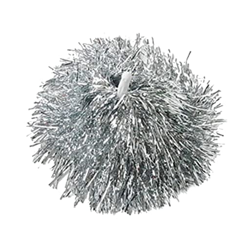 Cheerleading Pom Poms, Metallic Folie Teamgeist Cheering Requisiten mit geradem Griff für Aerobic Tanzen Sport Spiel Fußball Club Dekoration(Silbrig) von Tomotato