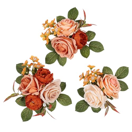 Kuchen Topper Blumenkuchen Dekorationen Künstliche Blumenarrangement Hochzeits Geburtstagsfeier Kuchen Dekoration für Frauen Mädchen (Orange) von Tomotato