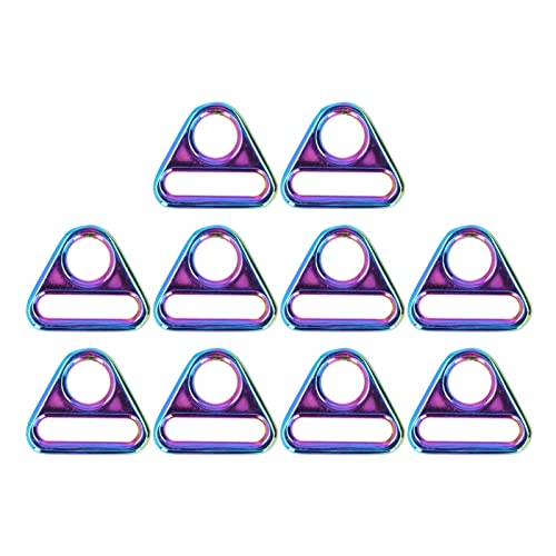 Tomotato 10 Stück Dreieck Schnallenversteller, 2,5cm Dreieck D Ringe Verbinder Zinklegierung Verstellschnallen für Gurtband, Tasche, Handtasche, DIY Zubehör (Bunt) von Tomotato