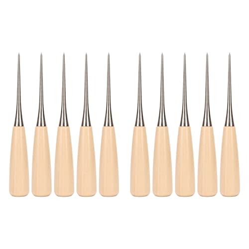 Tomotato 10 Stück Holzgriff Kratzahle Werkzeug Stanzer Edelstahl Ahle Leder Kratzahle Stanzen für DIY Nähen Leder Stanzen Buchbinden Tomotato 10 Stück Holzgriff Kratzahle Werkzeug Stanzer Edelstahl Ahle Leder Kratzahle Stanzen für DIY Nähen Leder Stanzen Buchbinden von Tomotato