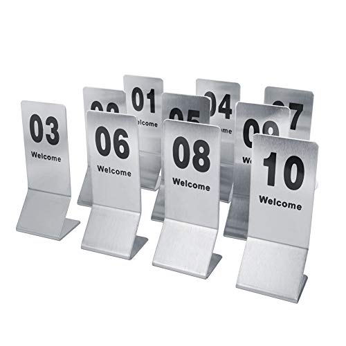10 Stück Tischnummern, Doppelseitig Nummeriertes Tischschild Edelstahl Tischnummern Restaurant Hochzeits Sitzkarte für Veranstaltungen, Bankette, Gastronomie, Hochzeitsempfänge(1-10) von Tomotato