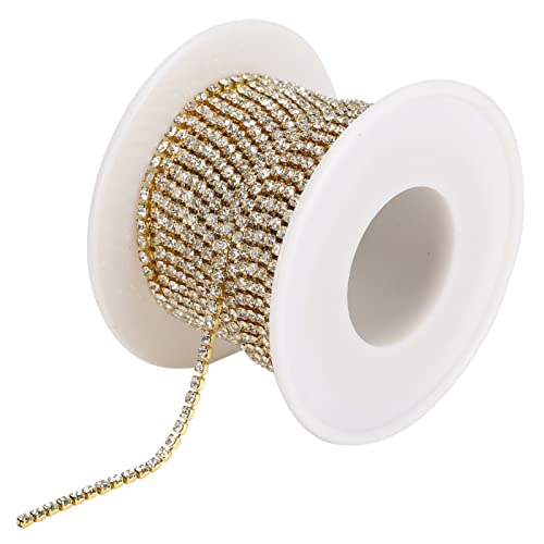 10 Yard Kristall Strass Kettenbesatz, Kristall Diamantbesatz, Krallen Ketten Zubehör für Bastelarbeiten, Nähen, DIY Schmuck, Hochzeits Dekoration(Gold) von Tomotato