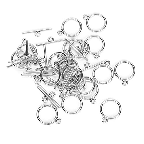 100 Sets Knebelverschlüss, Schmuck Verschluss OT Schnalle Armband Verschluss Verbinder, T Bar Endverschlüsse für Halskette Schmuckherstellung DIY Handwerk(Silber) von Tomotato