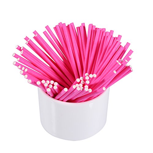 Tomotato 100 Stück Cake Pop Stiele, 10cm Papier Lollipop Cakepopstiel Süßigkeiten Gebäcke Kekse Stiele für Cakepop, Lollipop, Hartbonbon, Schokolade(Rosa) von Tomotato