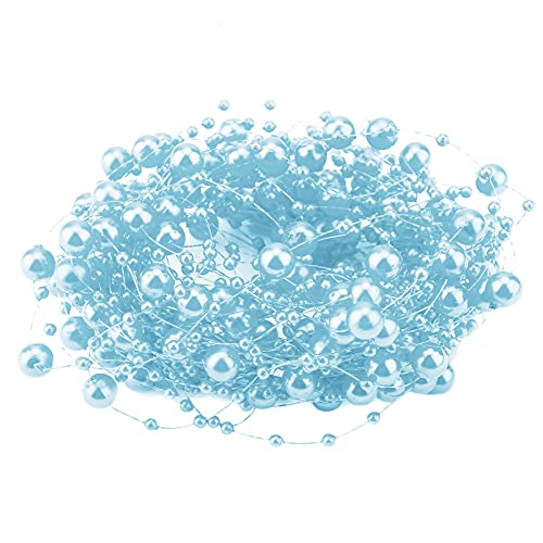 Tomotato 10M Perlenbesatz zum Nähen, ABS künstliche Perlenschnur Perlenkette Kunststoff Perlenperlenrolle für Hochzeit Party Dekoration Nähen Trims Kuchen Dekoration(Blau) von Tomotato