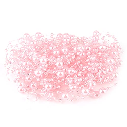 Tomotato 10m Perlengirlande Perlenkette, Künstliche Perlenschnur Perlenkette Deko Girlande Angelschnur Perlenband für Haarschmuck Hochzeit Party Dekoration(Rosa) von Tomotato