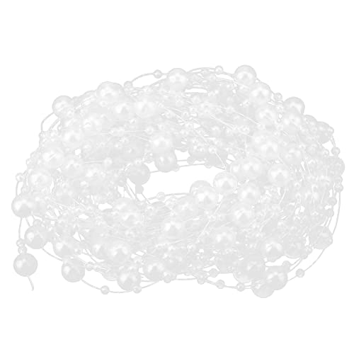Tomotato 10m Perlengirlande Perlenkette, Künstliche Perlenschnur Perlenkette Deko Girlande Angelschnur Perlenband für Haarschmuck Hochzeit Party Dekoration(Weiß) von Tomotato
