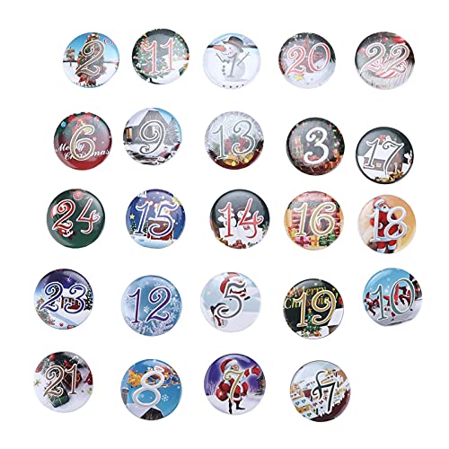 24 Zahlen Adventskalender Button, 1-24 Durchnummerierte Anstecker mit Metall Pins zum Anstecken an Filz Beutelchen und Stoffsäckchen Jutesäckchen(24pcs Landschaft) von Tomotato