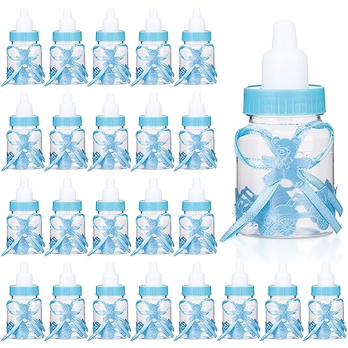 24 Stück Babyparty Flaschen, Mini Kunststoff Jungen Babyparty Bevorzugungs Süßigkeitsflasche, Befüllbar Süßigkeiten Box für Neugeborene, Taufe, Party, Babyparty Dekoration, Blau 24 Stück Babyparty Flaschen, Mini Kunststoff Jungen Babyparty Bevorzugungs Süßigkeitsflasche, Befüllbar Süßigkeiten Box für Neugeborene, Taufe, Party, Babyparty Dekoration, Blau von Tomotato