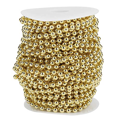 Tomotato 25m/Rolle Perlendrahtperlen, Galvanische Girlandenschnur DIY Hochzeits Dekoration für DIY Hochzeits Dekoration 6mm Perlengirlande Perlengirlandenschnur(Gold) von Tomotato