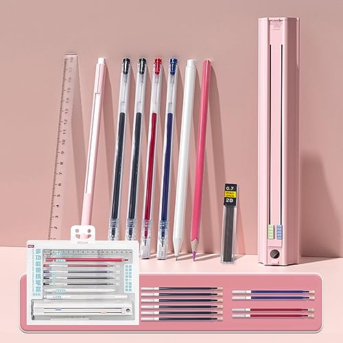 Tomotato Federmäppchen mit sechseckigem Design, Multifunktionaler Stiftehalter mit ausziehbarer Schublade, Abnehmbarer Spitzer und Radiergummi, ABS-Material, inklusive 10 Minen und (P-4) von Tomotato