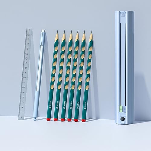 Tomotato Federmäppchen mit sechseckigem Design, Multifunktionaler Stiftehalter mit ausziehbarer Schublade, abnehmbarer Spitzer und Radiergummi, ABS-Material, inklusive 10 Minen und (BL-3) von Tomotato