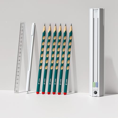 Tomotato Federmäppchen mit sechseckigem Design, Multifunktionaler Stiftehalter mit ausziehbarer Schublade, abnehmbarer Spitzer und Radiergummi, ABS-Material, inklusive 10 Minen und (W-3) von Tomotato