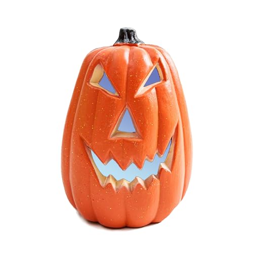 Tomotato Halloween-Kürbislampe, künstlicher Kürbis, gefälschte Erntekürbisse, beleuchtete Kürbislampe für Halloween, Veranda, Party, Haustür, Kamindekoration, 17 x 17,8 cm (3#) von Tomotato