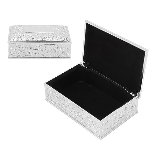 Tomotato Mini Vintage Schmuckkästchen, Metall Schmuck Dekorative Schmuckschatulle mit Weichem Samtfutter Ornamente Aufbewahrungsbox für Ringe, Ohrringe, Halskette(Silber) von Tomotato