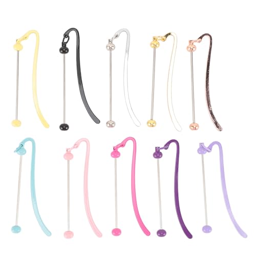 Tomotato Perlenbesetzbare Metall-Lesezeichen mit Haken und Edelstahlkette, 10 Stück Beadable Bookmarks zum Basteln, Dekorative Buchzeichen für DIY-e, persönliche Schlüssela Tomotato Perlenbesetzbare Metall-Lesezeichen mit Haken und Edelstahlkette, 10 Stück Beadable Bookmarks zum Basteln, Dekorative Buchzeichen für DIY-e, persönliche Schlüssela von Tomotato