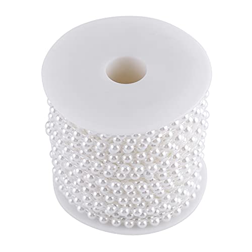 Tomotato Perlengirlande, 25 m Rolle, 6 mm Baumwolllinie, Künstliche Perlenkette, Elegante Doppelte Baumwolllinie, Imitationsperlen, Perlenkette für Hochzeit, Weihnachten, Party (Weiß) von Tomotato