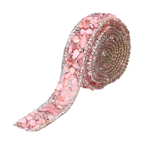 Tomotato Strassband, 2cm Breite, 2m Länge, Glitzerndes Kristall Strass Dekoration Band für Hochzeitstorten, Geburtstagsfeiern, Bastel Dekorationen(Rosa) von Tomotato
