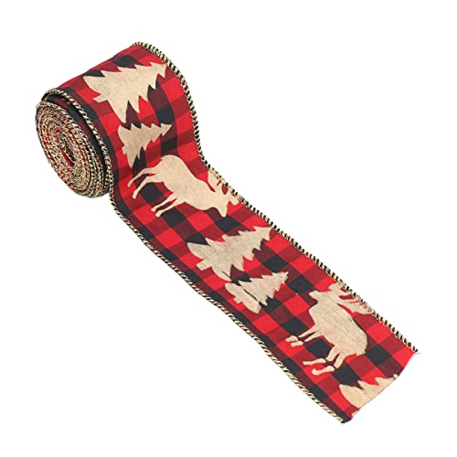 Tomotato Weihnachtsband, 5,4 Yard DIY Geschenkband mit Weihnachtsmuster, Stoff, Dekoration für Geschenkverpackung, Weihnachtsbaum, Tischdeko, Bastelprojekte, Partydekoration (I) von Tomotato