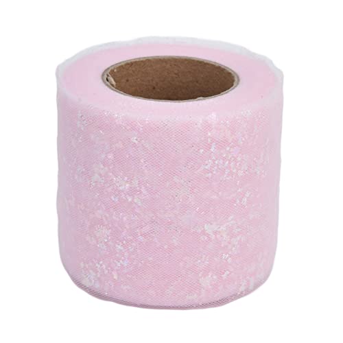 Tüll Stoff 25 Yards 6cm Dekostoff Tüll Rolle mit Kleine Pailletten Zierband Rolle Tüllband DIY Dekoration Pailletten Tüllrolle für Weihnachten Party Hochzeit Dekostoff(Rosa) von Tomotato