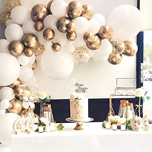 Weiß- und Goldballon Bogen Kit, 72pcs Weiße Luftballons mit metallischen Chrom Gold Latexballons für Hochzeitsgeburtstagsannivers Abschluss Party Dekoration Weiß- und Goldballon Bogen Kit, 72pcs Weiße Luftballons mit metallischen Chrom Gold Latexballons für Hochzeitsgeburtstagsannivers Abschluss Party Dekoration von Tomotato
