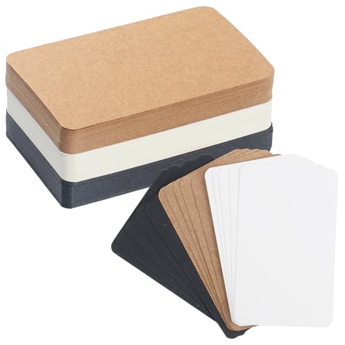 150 Stk Blanko Kraftpapier Karten, Karteikarten Blanko Papier Karten, Visitenkarten Papier, Lernkarten Memory Karten, Postkarten zum Selbstgestalten für Mitteilungs Gedächtnis, Schwarz/Weiß/Braun von Tomoyuki