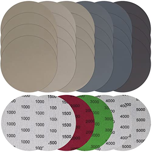 24 Stück Schleifpapier 125mm Klett Runde, Nasse Trockene Schleifscheiben Exzenterschleifer Schleifpapier für Metall Holz - 1000/1500/2000/3000/4000/5000 Grits 24 Stück Schleifpapier 125mm Klett Runde, Nasse Trockene Schleifscheiben Exzenterschleifer Schleifpapier für Metall Holz - 1000/1500/2000/3000/4000/5000 Grits von Tomoyuki