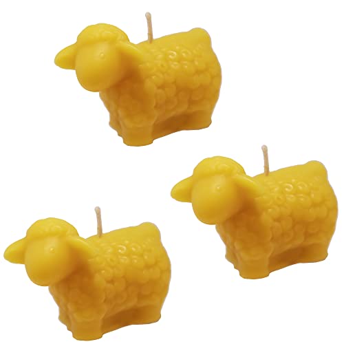 3 Kerzen in Form eines Schafes - handgegossen - aus reinem Bienenwachs von Toms Bienen