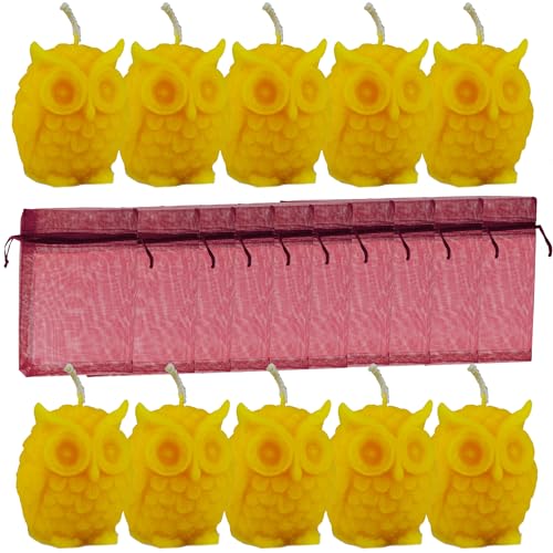 Geschenkspaket 10x Bienenwachskerze Eule in Organzasäckchen Geschenkspaket 10x Bienenwachskerze Eule in Organzasäckchen von Toms Bienen