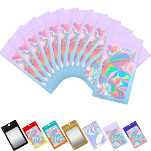 Tomuvpzn 100 Stück Baggys, 10.5x15cm Mylar Bags Wiederverschließbare Ziplock Taschen, Tütchen mit Transparentem Fenster Folie Geruchsdichte Tasche Beutel mit druckverschlussbeutel für Süßigkeite Kekse von Tomuvpzn