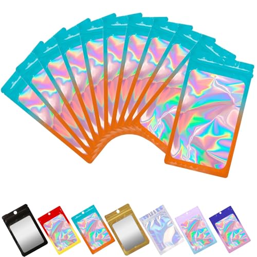 Tomuvpzn 100 Stück Baggys, 6x10cm Mylar Bags Wiederverschließbare Ziplock Taschen, Tütchen mit Transparentem Fenster Folie Geruchsdichte Tasche Beutel mit druckverschlussbeutel für Süßigkeiten Keksen von Tomuvpzn