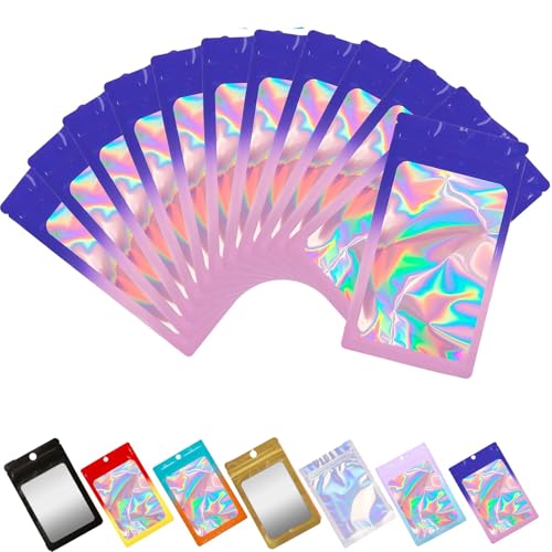 Tomuvpzn 100 Stück Baggys, 6x10cm Mylar Bags Wiederverschließbare Ziplock Taschen, Tütchen mit Transparentem Fenster Folie Geruchsdichte Tasche Beutel mit druckverschlussbeutel für Süßigkeiten Keksen von Tomuvpzn