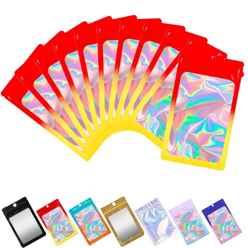 Tomuvpzn 100 Stück Baggys, 6x10cm Mylar Bags Wiederverschließbare Ziplock Taschen, Tütchen mit Transparentem Fenster Folie Geruchsdichte Tasche Beutel mit druckverschlussbeutel für Süßigkeiten Keksen von Tomuvpzn