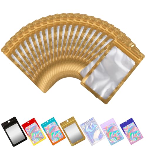Tomuvpzn 100 Stück Baggys, 7.5x12cm Mylar Bags Wiederverschließbare Ziplock Taschen, Tütchen mit Transparentem Fenster Folie Geruchsdichte Tasche Beutel mit druckverschlussbeutel für Süßigkeiten Kekse von Tomuvpzn