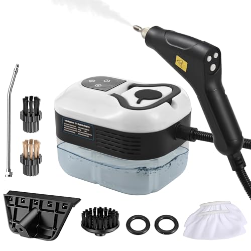 Tomvorks 1500W Hand-Multi-Oberflächen-Dampf Reiniger, Tiefreinigung Dampfer für Sofa-Fenster-Glas-Küche, mit 6pcs Zubehör, 6 Ebenen Verstellbar, Tragbarer Griff, 1200ml Wassertank (EU -Stecker) von Tomvorks
