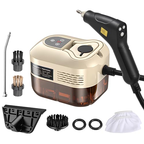 Tomvorks 1500W Hand-Multi-Oberflächen-Dampf Reiniger, Tiefreinigung Dampfer für Sofa-Fenster-Glas-Küche, mit 6pcs Zubehör, 6 Ebenen Verstellbar, Tragbarer Griff, 1200ml Wassertank (EU -Stecker) von Tomvorks