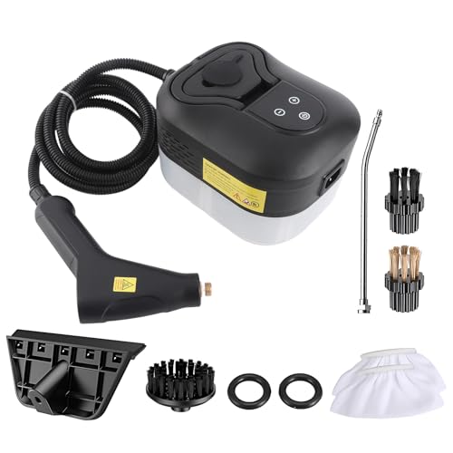 Tomvorks 1500W Hand-Multi-Oberflächen-Dampf Reiniger, Tiefreinigung Dampfer für Sofa-Fenster-Glas-Küche, mit 6pcs Zubehör, 6 Ebenen Verstellbar, Tragbarer Griff, 1200ml Wassertank (EU -Stecker) von Tomvorks