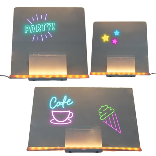 Tomvorks LED-Zeichenbrett, Unterhaltsames Memo für Home Office, Energieeinsparung mit 7 Farbstiften, 3 Sets Acryl-Schreiben, Langlebige, Langlebige Kratzerdichtung von Tomvorks