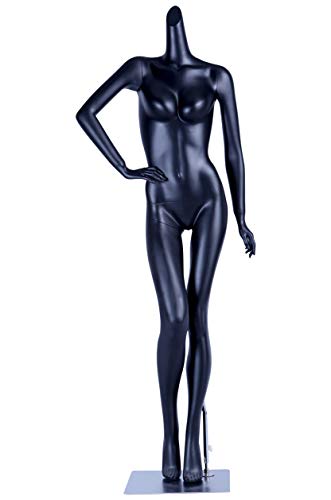 X3 Stehend TonHan Schaufensterpuppe schwarz matt lackiert hochwertig ohne Kopf mit Metallplatte Frau Weiblich Neu (X3 Stehend) von TonHan