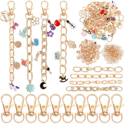 440-teiliges Schlüsselanhänger-Set, Großpackung für Charms, Schmuckketten, Basteln, 200 Charms, 20 Schlüsselanhänger-Clips mit Schlüsselring, Karabinerhaken, 200 Biegeringe, 20 Verlängerungsketten 440-teiliges Schlüsselanhänger-Set, Großpackung für Charms, Schmuckketten, Basteln, 200 Charms, 20 Schlüsselanhänger-Clips mit Schlüsselring, Karabinerhaken, 200 Biegeringe, 20 Verlängerungsketten von Tondiamo