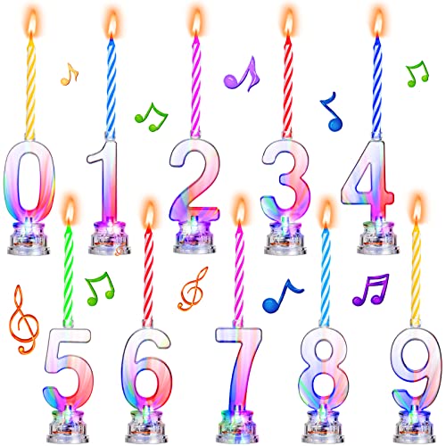 Mehrfarbiges LED-Geburtstagskerzen-Set, 10 Stück, blinkende Geburtstagskerzen und 40 Stück Wachskerzen Kuchenaufsatz für Geburtstagsdekoration von Tondiamo