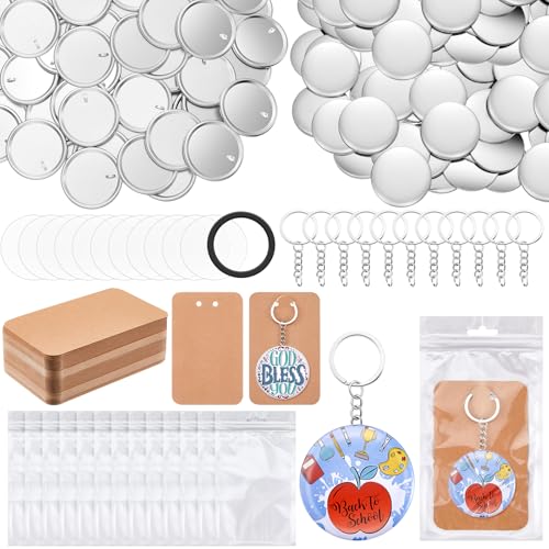 Tondiamo 100 Sets 58 mm Knopfmacher Schlüsselanhänger Zubehör Metallknöpfe Abzeichen Sets einschließlich Metallgehäuse, Kunststofffolie, Trägerteile, Taschen, Karten für Hersteller, Maschinen, DIY Tondiamo 100 Sets 58 mm Knopfmacher Schlüsselanhänger Zubehör Metallknöpfe Abzeichen Sets einschließlich Metallgehäuse, Kunststofffolie, Trägerteile, Taschen, Karten für Hersteller, Maschinen, DIY von Tondiamo
