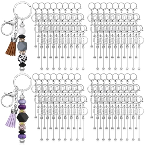 Tondiamo 120 Stück Perlen Schlüsselanhänger Bars Bulk Perlen Blank DIY Metall Abnehmbare Schlüsselanhänger Herstellung Perlen für Anhänger DIY Handwerk Schmuckherstellung Geschenkzubehör (Silber) Tondiamo 120 Stück Perlen Schlüsselanhänger Bars Bulk Perlen Blank DIY Metall Abnehmbare Schlüsselanhänger Herstellung Perlen für Anhänger DIY Handwerk Schmuckherstellung Geschenkzubehör (Silber) von Tondiamo