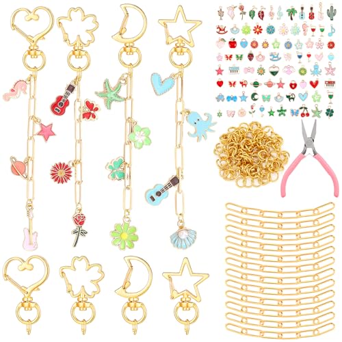 Tondiamo 241-teiliges goldenes Schlüsselanhänger-Set, Großpackung mit 100 Anhängern, 20 herzförmigen Stern-förmigen Drehfederverschlüssen, 100 Biegeringe, 20 Verlängerungsketten, Schmuckzange für Tondiamo 241-teiliges goldenes Schlüsselanhänger-Set, Großpackung mit 100 Anhängern, 20 herzförmigen Stern-förmigen Drehfederverschlüssen, 100 Biegeringe, 20 Verlängerungsketten, Schmuckzange für von Tondiamo