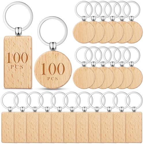 Tondiamo Holz-Schlüsselanhänger, Großpackung, Holzrohlinge für Schlüsselanhänger, rechteckig, rund, unlackiert, Laser-Gravur, Schlüsselanhänger, Artikel für DIY-Geschenke, Bastelbedarf, 200 Stück Tondiamo Holz-Schlüsselanhänger, Großpackung, Holzrohlinge für Schlüsselanhänger, rechteckig, rund, unlackiert, Laser-Gravur, Schlüsselanhänger, Artikel für DIY-Geschenke, Bastelbedarf, 200 Stück von Tondiamo