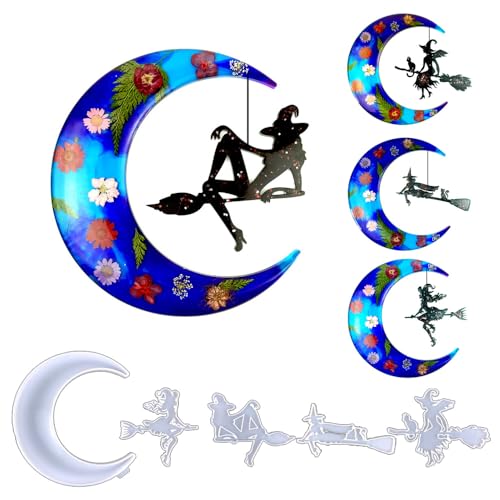 Tone Fun Epoxidharz-Guss-Set in Mond- und Hexenform, zum Aufhängen an der Wand, Fenster, Tür, DIY, Heimbüro, Partyzubehör (25 x 22,5 x 1,1 cm) von Tone Fun
