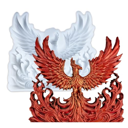 Tone Fun Feuer-Phoenix-Form-Epoxidharz-Guss-Set zum Aufhängen an der Wand, Fenster, Tür, DIY, Heimbüro-Dekorationen, Partyzubehör (19,4 x 18,2 x 2,2 cm) von Tone Fun