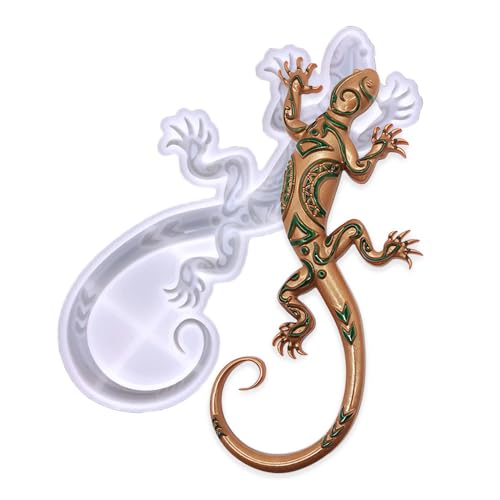 Tone Fun Gecko-Form aus Epoxidharz, Guss-Set für Wandbehang, Fenster, Tür, DIY, Heimbüro, Partyzubehör (20 x 9 x 1,5 cm) von Tone Fun